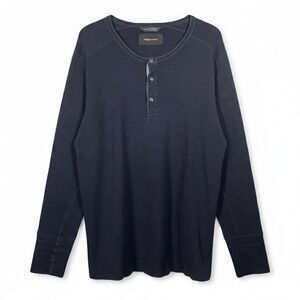 Wings + Horns Henley Shirt Long Sleeve Navy Blue XL